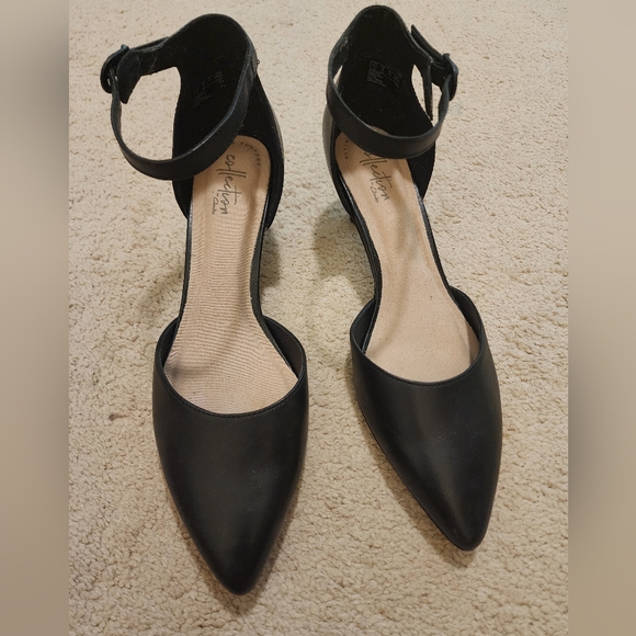 Clarks Collection Black Ankle Strap Women's Shoes Kitten Heel Sz 9M - Picture 2 of 5